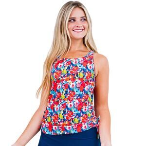 CALYPSA Maya Racerback Adjustable Side Tankini Floral Swim Suit Top NWT XL